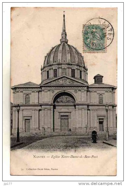 Nantes Vue Sur Eglise Notre Dame De Bon Port Carte N° 74 Collection Decre Freres Ecrite En 1908 - Nantes