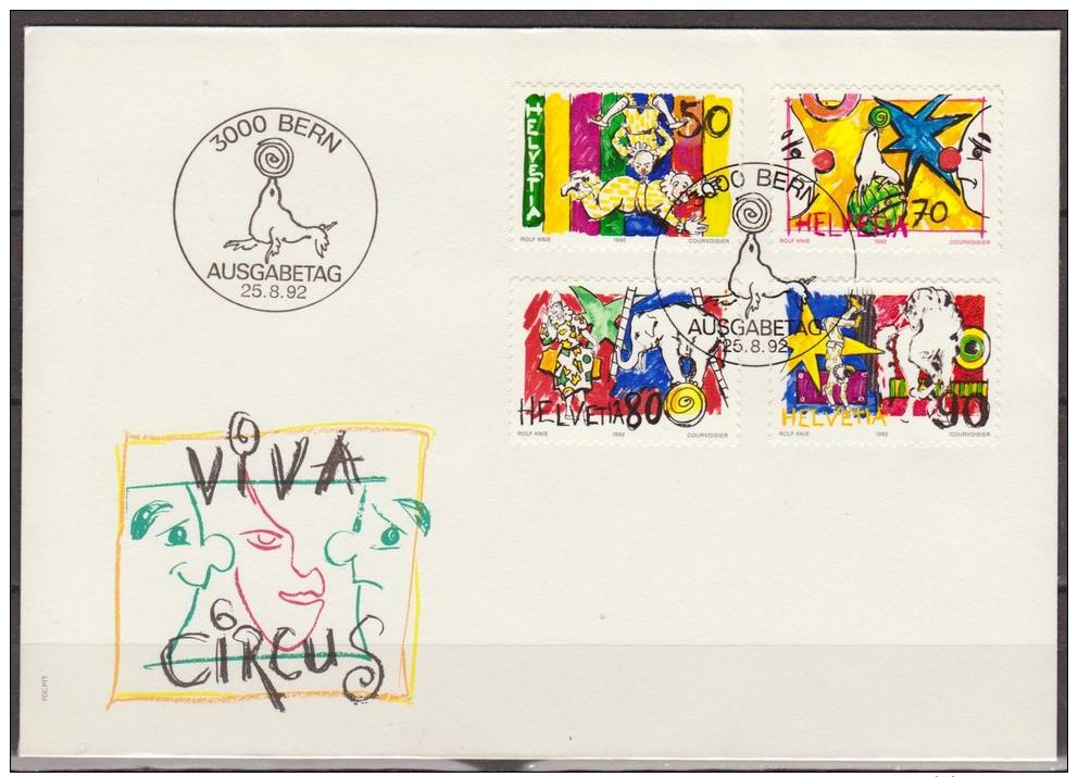 Helvetia, Switzerland, 1992, Circus, FDC - Altri & Non Classificati