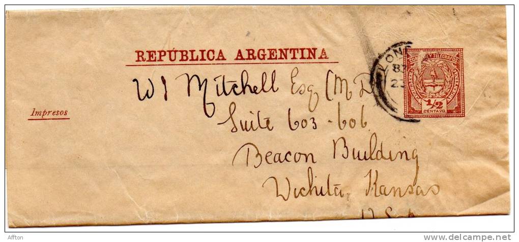 Argentina Old Newspaper Wrapper Mailed To USA - Postal Stationery