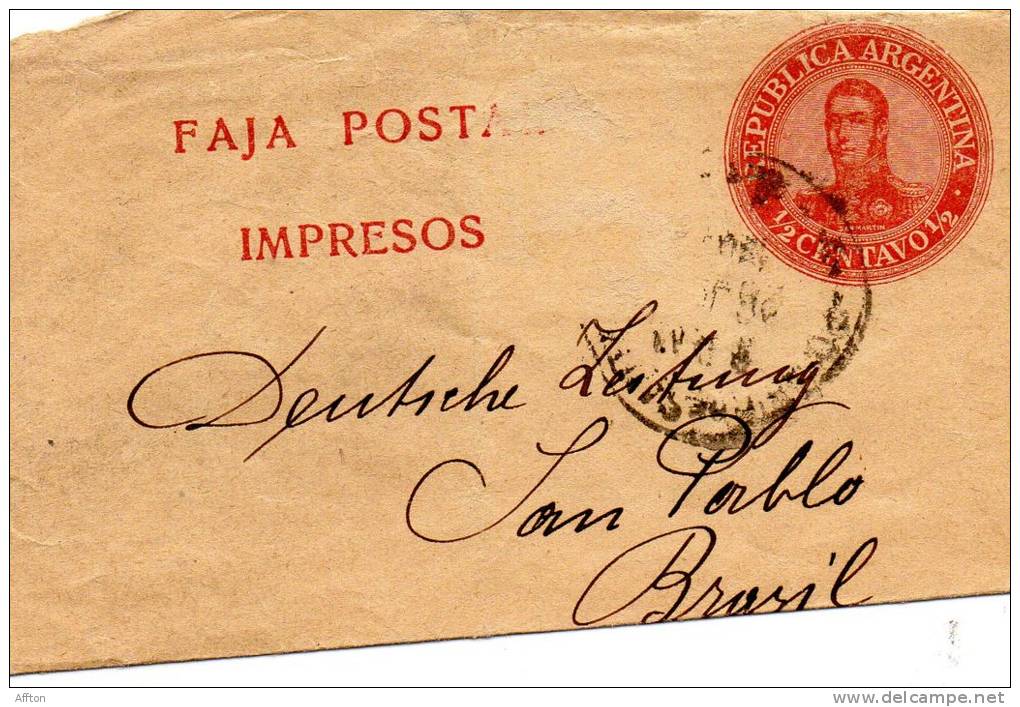 Argentina Old Newspaper Wrapper Mailed To USA - Postal Stationery