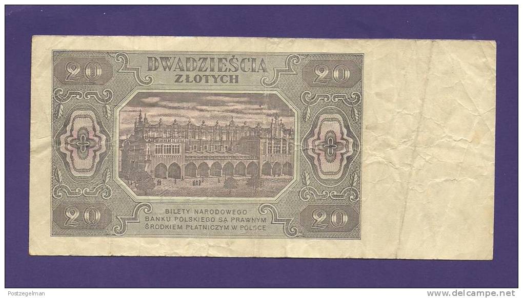 POLAND 1948, Banknote Used VF, 20 Zlotych Km 137 - Poland