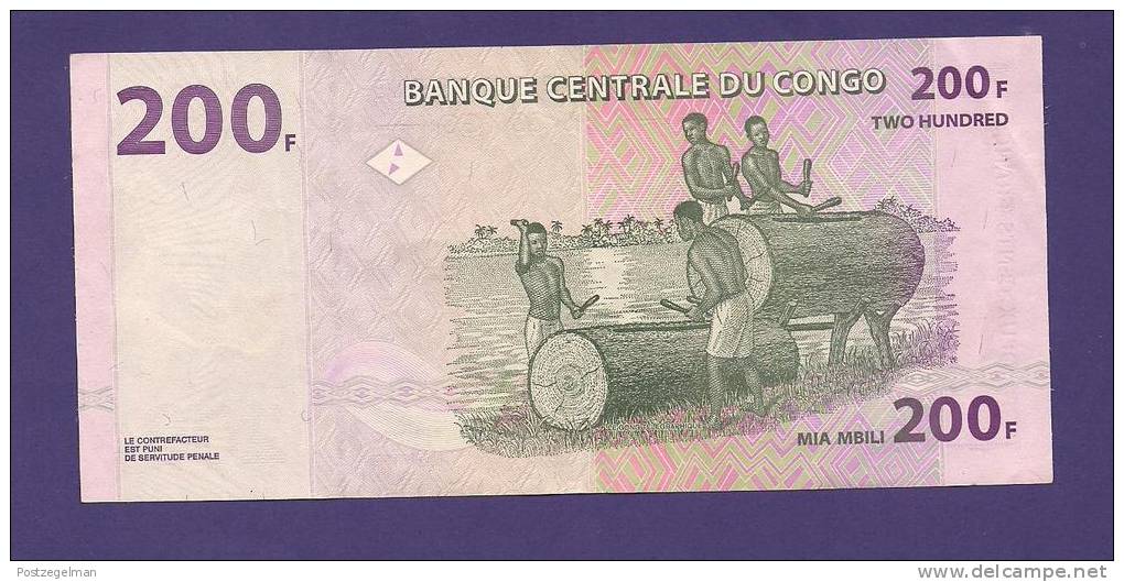 CONGO 2000,  Banknote Used VF 200 Francs - Zonder Classificatie