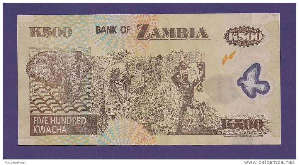 ZAMBIA 2006,  Banknote UNC,  500 Kwacha (special Paper) - Zambie