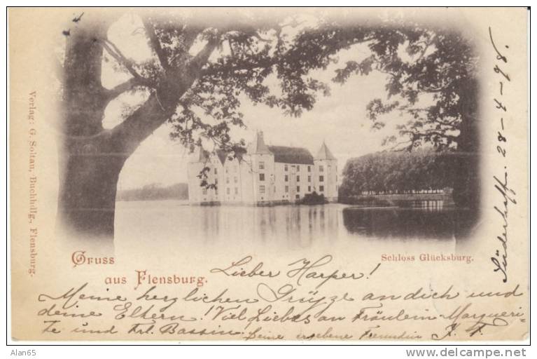Gruss Aus Flensburg Germany, Schloss Glucksburg Castle, 1890s Vintage Postcard - Flensburg