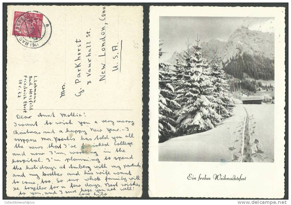 POST CARD GERMANY Bad Hersfeld - EIN FROHES WEIHNACHTSFEST - AIR MAIL TO USA - POST KARTEN - Bad Hersfeld