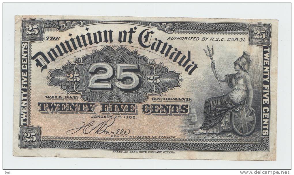 CANADA 25 CENTS 1900 VF+ P 9b 9 B - Canada