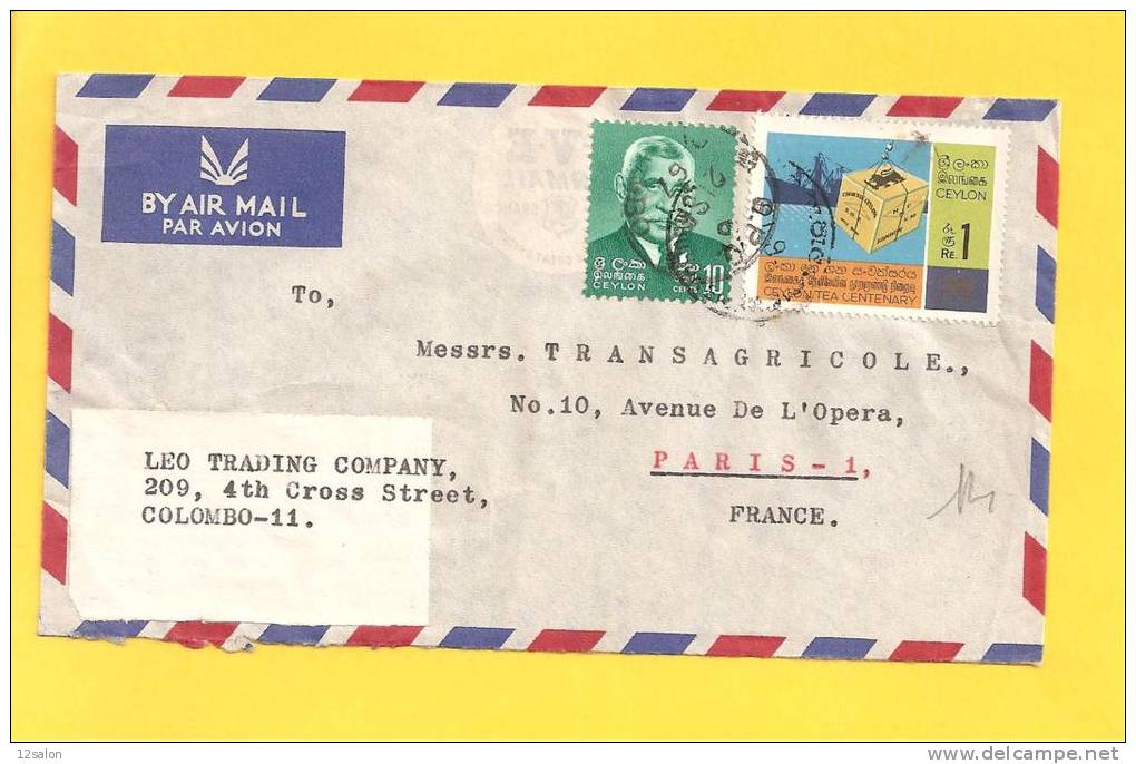 Lettre CEYLON COLOMBO Pour La France - Sri Lanka (Ceylan) (1948-...)