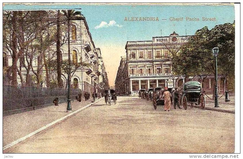 ALEXANDIA CHERIF PACHA STREET ,PERONNAGES,CALECHES,COUL EUR  REF 30634 - Alexandria