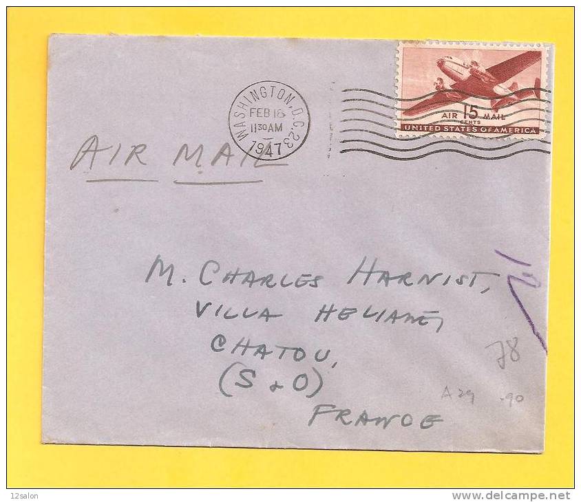 Lettre USA  Pour La France - Storia Postale