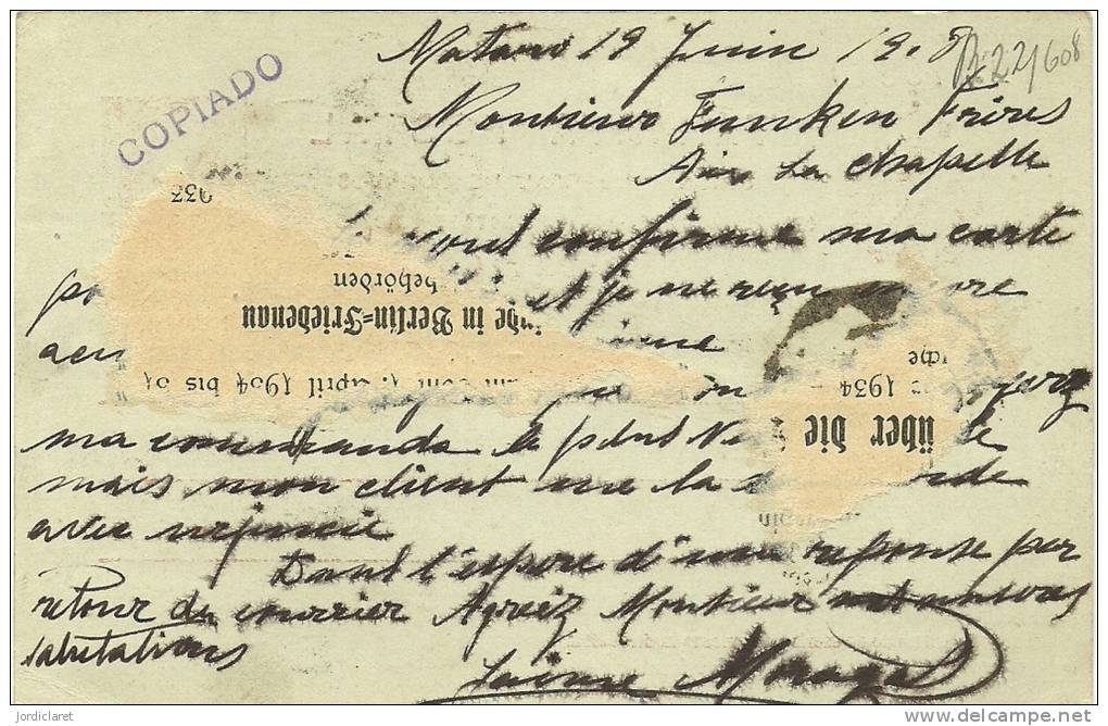 E.POSTAL COMERCIAL A ALEMANIA   ESCANER DORSO - 1850-1931