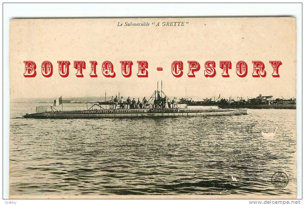 SOUS MARIN " Aigrette " - Submersible - Cachet Ancre Et Bouée De Cherbourg - Dos Scanné - Sous-marins