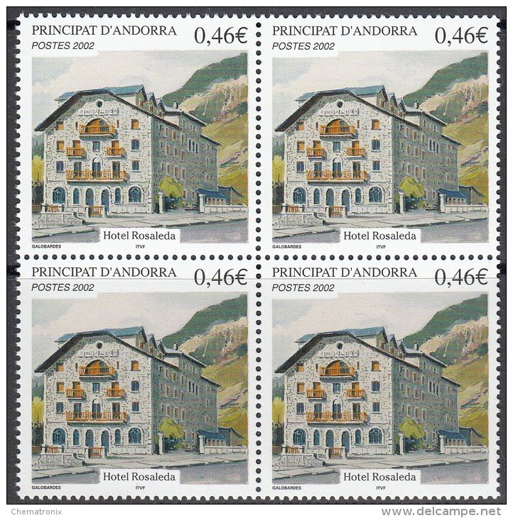 Andorra 2002 - Yvert: 567, 571, 574  - Bloques De 4 -  ** MNH - Unused Stamps