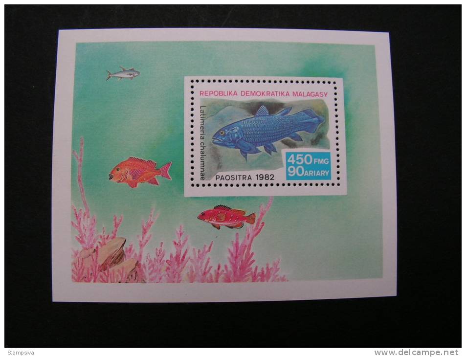 == Malagasy , 1982 Fisch Block  ** MNH - Madagascar (1960-...)