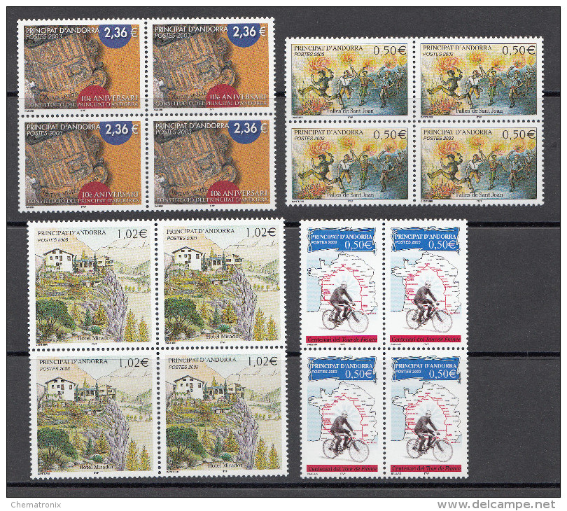 Andorra 2003 - Yvert: 577, 579, 581, 582  - Bloques De 4 -  ** MNH - Nuevos