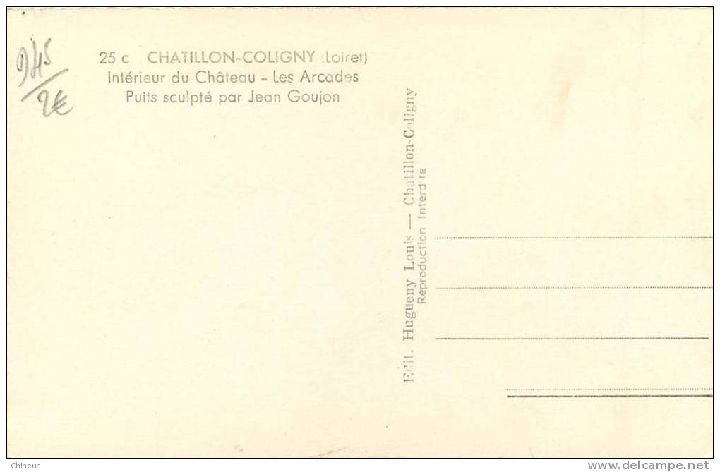 CHATILLON COLIGNY   INTERIEUR DU CHATEAU LES ARCADES - Chatillon Coligny