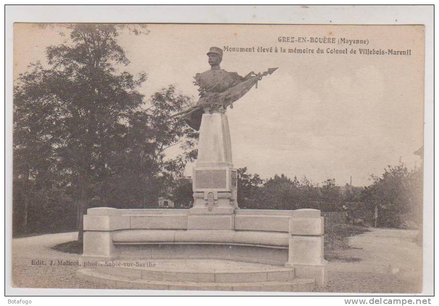 CPA DPT 53 GREZ EN BOUERE, MONUMENT A LA MEMOIRE DU COLONEL DE VILLEBOIS MAREUIL - Crez En Bouere