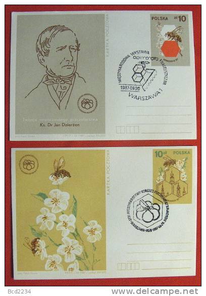 POLAND 1987 20 AUG WARSZAWA JAN DZIERZON INTERNATIONAL PHILATELIC EXHIBITION  PAIR APIMONDIA SPECIAL CANCEL Bees Insects - Abejas