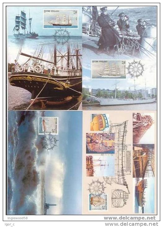 Finland 1997: Sailing Ships - 4 Postal Stationary (postage Paid Worldwide) Maximum Cards - Maximumkarten (MC)