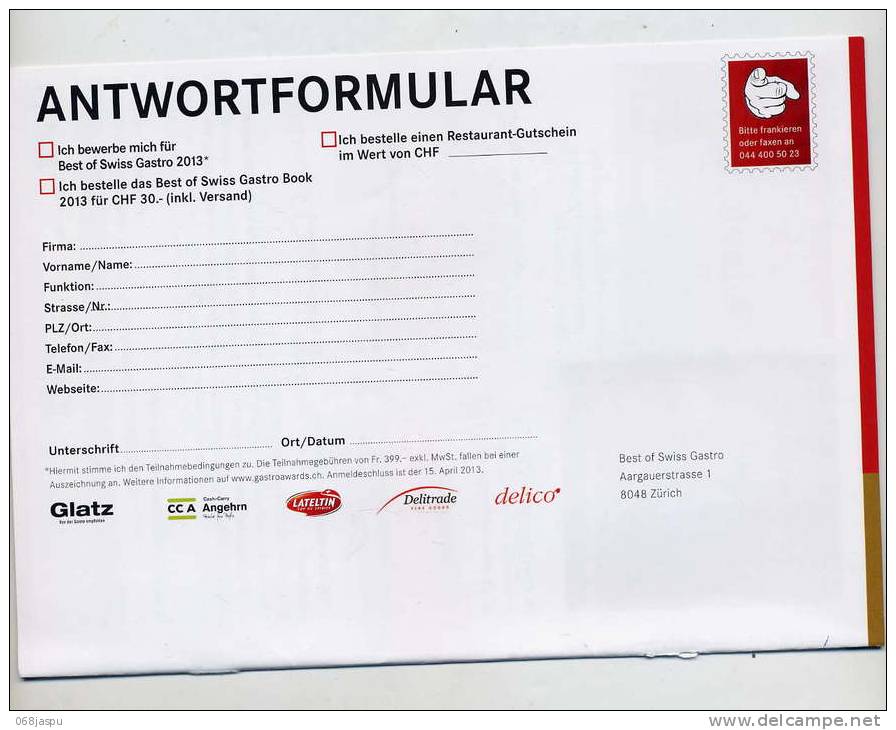 Carte Reponse Gastro Theme Main - Sonstige & Ohne Zuordnung