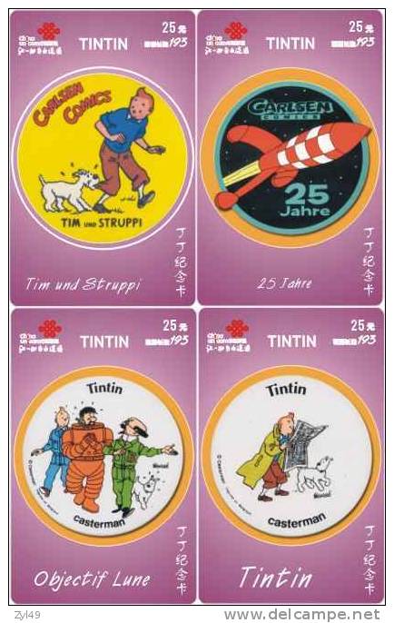 T04281 China Phone Cards Tintin 4pcs - BD