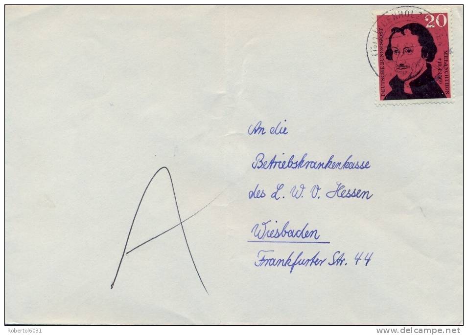 Germany BRD 1960 Cover With 20 Pf. 400th Death Of Philipp Melanchton Theologian Of The Protestant Reformation - Théologiens