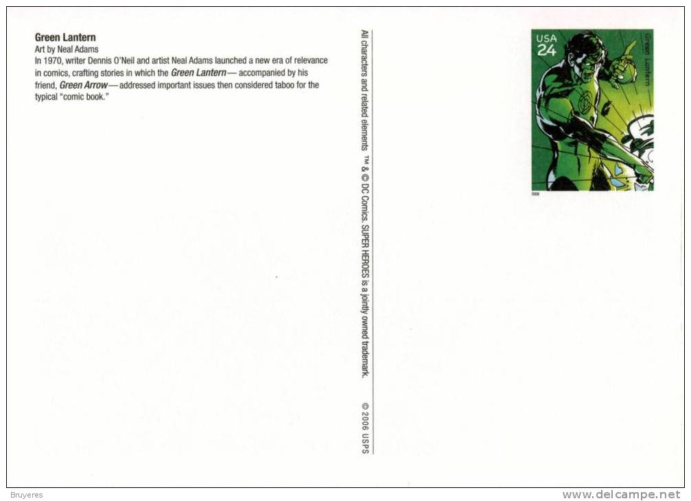 Entier Postal Des USA Sur Carte Postale Avec Timbre Et Illustration "Green Lantern" - 2001-10