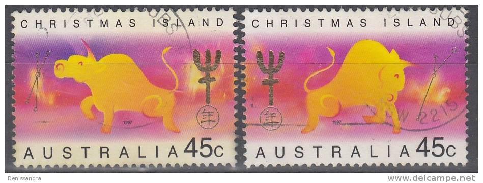 Christmas Island 1997 Michel 427 - 428 O Cote (2005) 1.80 € Année Du Buffle Cachet Rond - Christmas Island