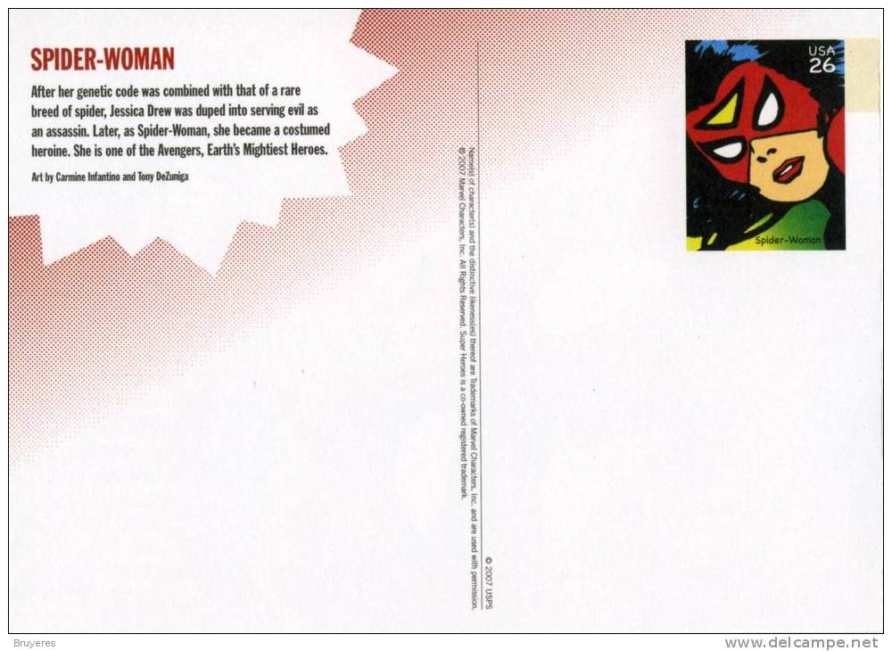 Entier Postal Des USA Sur Carte Postale Avec Timbre Et Illustration "The Spider-Woman" - 2001-10