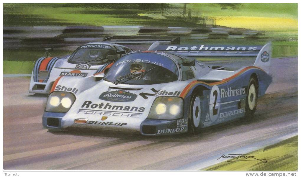 Brands Hatch 1000kms  - 1985  -  Derek Bell  -  Porsche 962C  -   Michael Turner Art Card - Le Mans