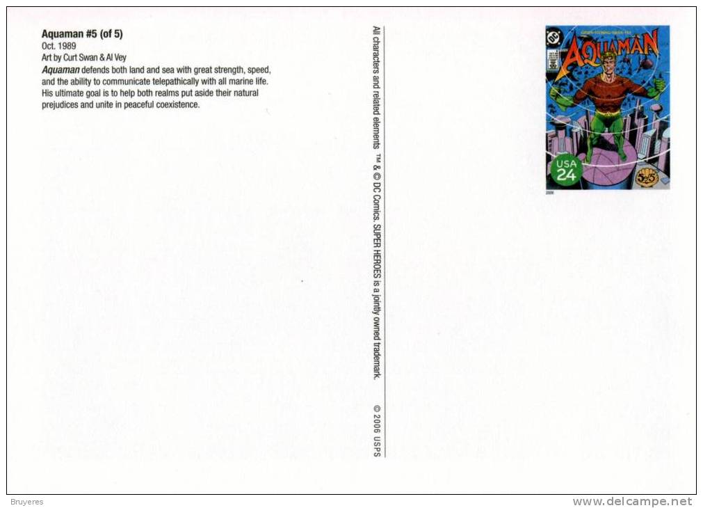 Entier Postal Des USA Sur Carte Postale Avec Timbre Et Illustration "Aquaman" - 2001-10