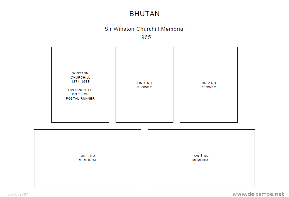 BHUTAN STAMP ALBUM PAGES 1955-2011 (639 Pages) - Inglés