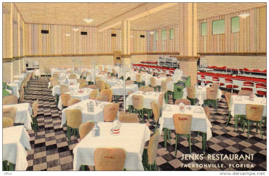 Jenks Restaurant Jacksonville FL Old Postcard - Jacksonville