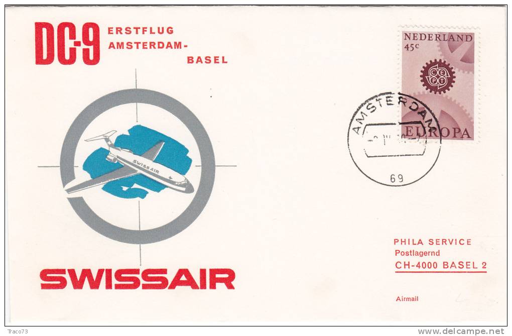 AMSTERDAM  /  BASEL  - Cover _ Lettera - SWISSAIR - Poste Aérienne