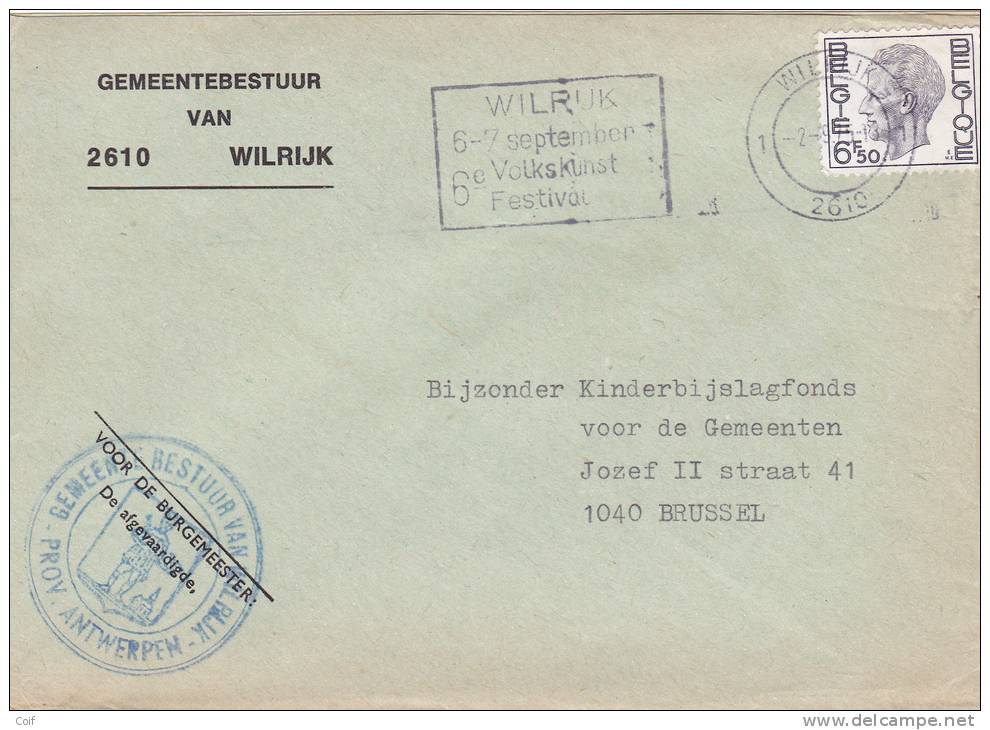 1744 Op Brief GEMEENTEBESTUUR WILRIJK (Administration Communale) (voorkeurtarief / TARIF PREFERENTIEL) - 1970-1980 Elström