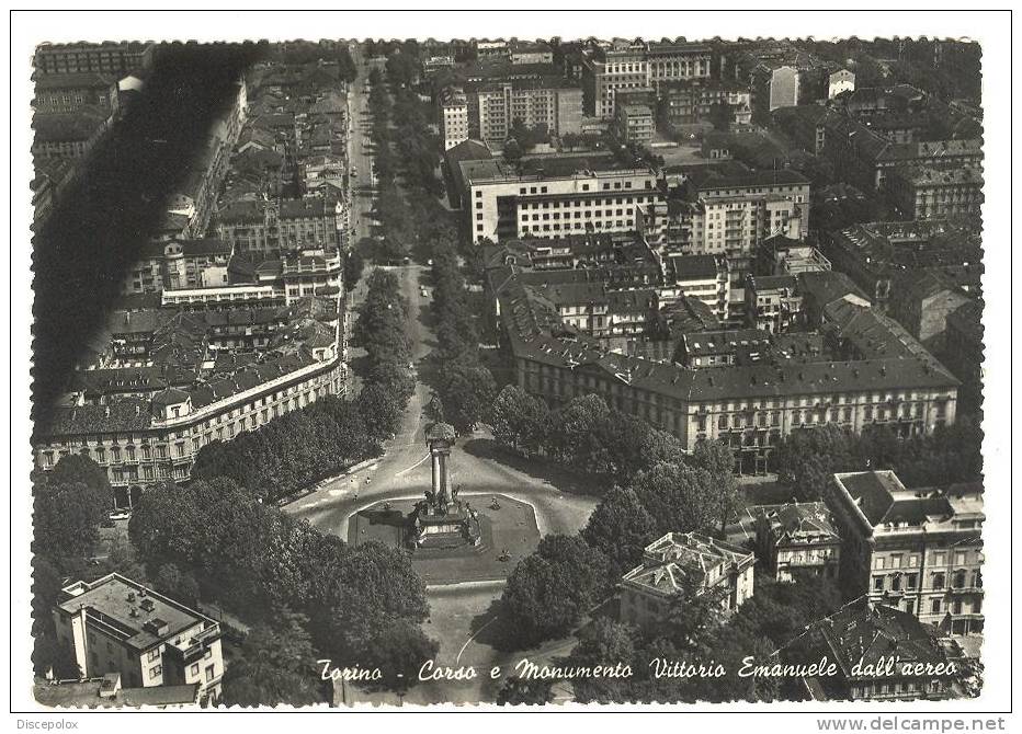 G1676 Torino - Corso E Monumento Vittorio Emanuele Dall'aereo / Viaggiata 1956 - Otros Monumentos Y Edificios