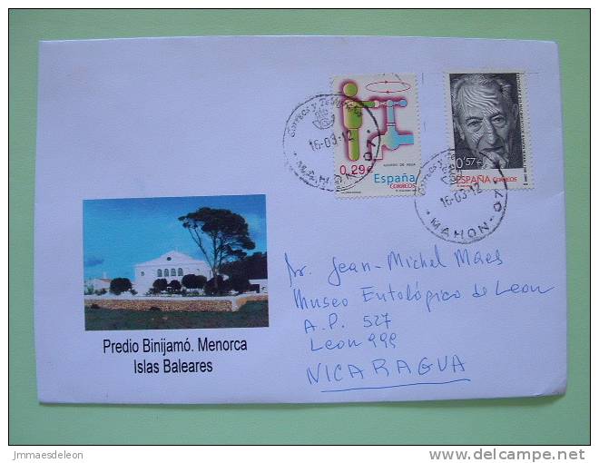 Spain Baleares Islands 2012 Cover To Nicaragua - Water Conservation - Storia Postale