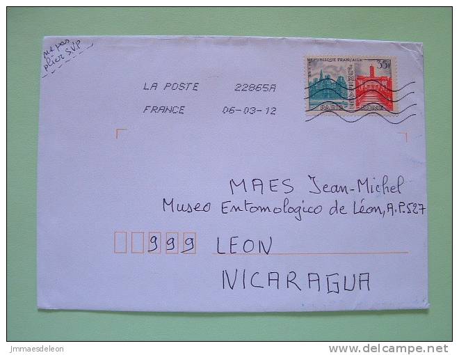 France 2012 Cover To Nicaragua  - Twin Cities Paris Rome - 35 F Old Stamp - Brieven En Documenten