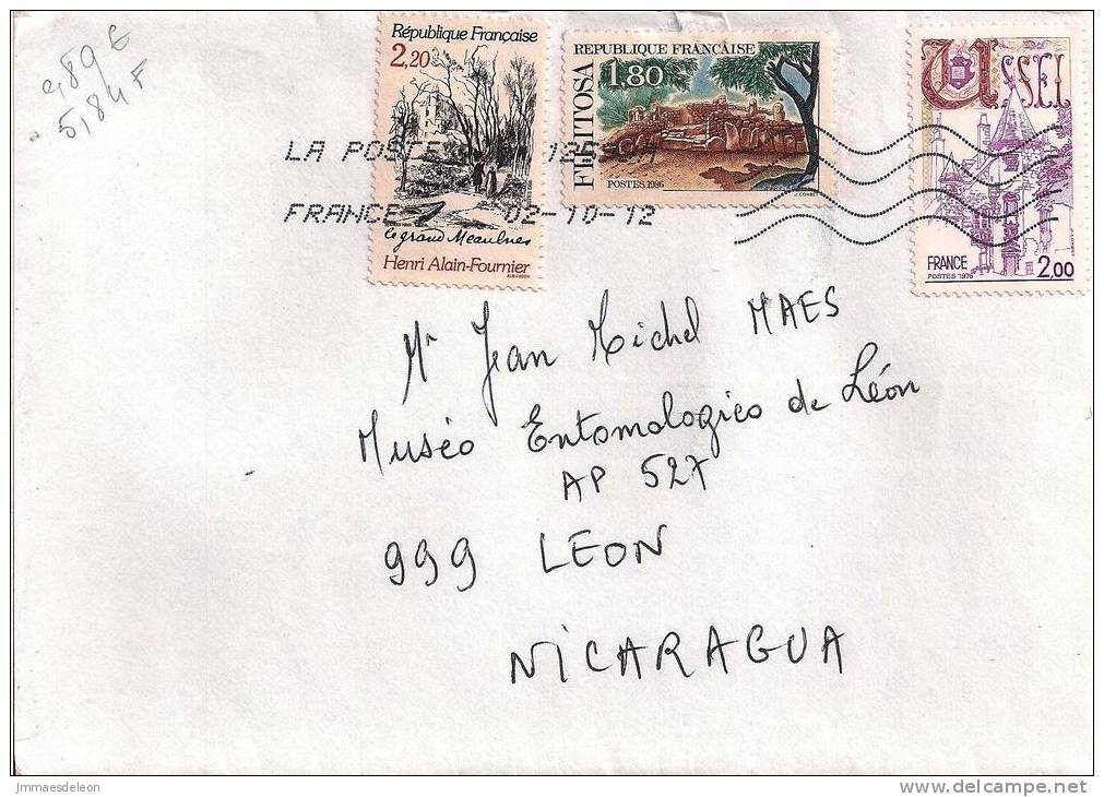 France 2012 Cover To Nicaragua - Alain-Fournier Writer - Ussel - Filitosa - Lettres & Documents