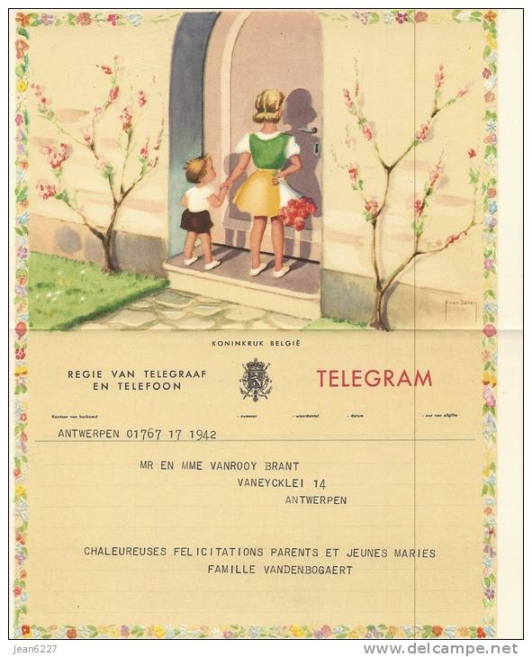 Lot De 6 Formules Télégramme De Luxe - Belgique 1954 - Telegrammi