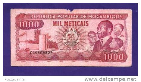 MOZAMBIQUE 1989, Banknote, USED VG.1.000 Meticais Km 128 Torn - Mozambique