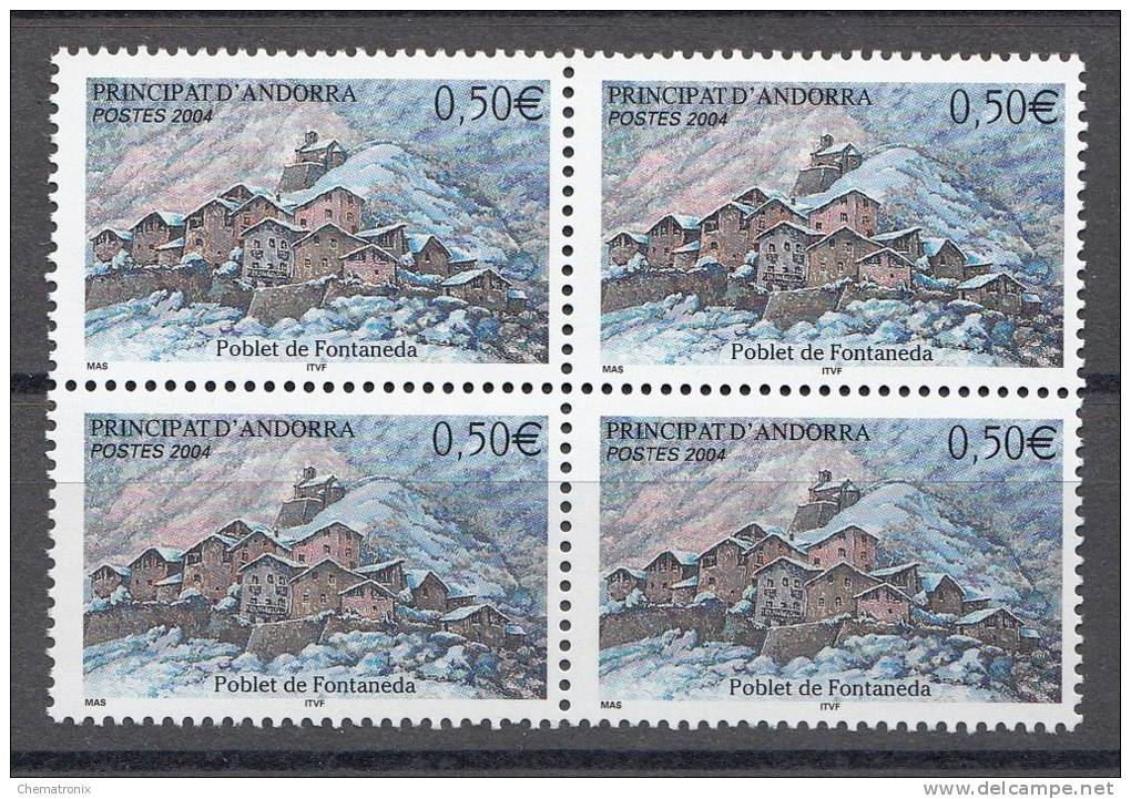 Andorra 2004 - Yvert: 597, 598, 601, 602, 603  - Bloques De 4 -  ** MNH - Neufs