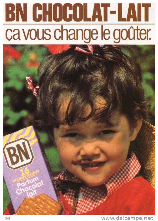 Enfant Fille-PUB-Publicité- GOUTER BN Chocolat-Lait - ça Vous Change Le Goûter.(Ph.Gil Bouyer - PU 404) - Publicité
