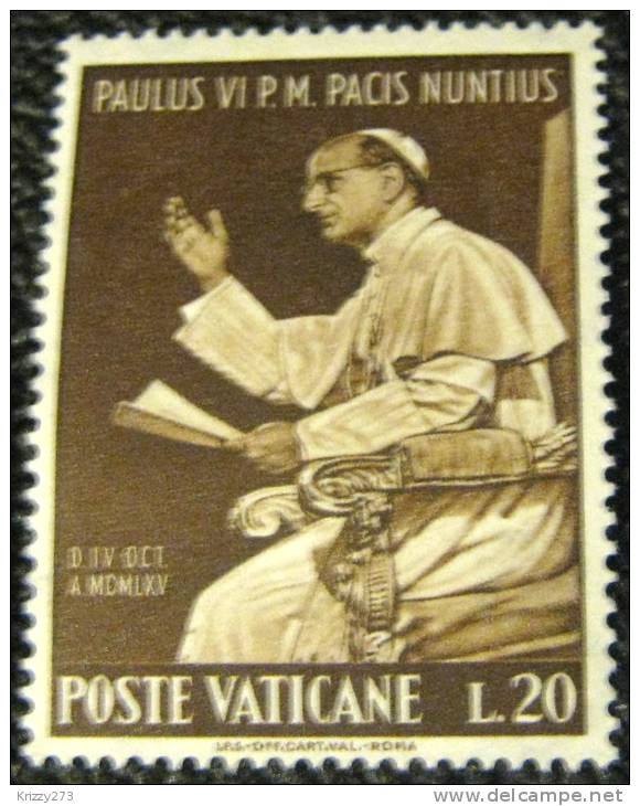 Vatican City 1965 Pope Paul VI Visit To The United Nations 20l - Mint - Unused Stamps