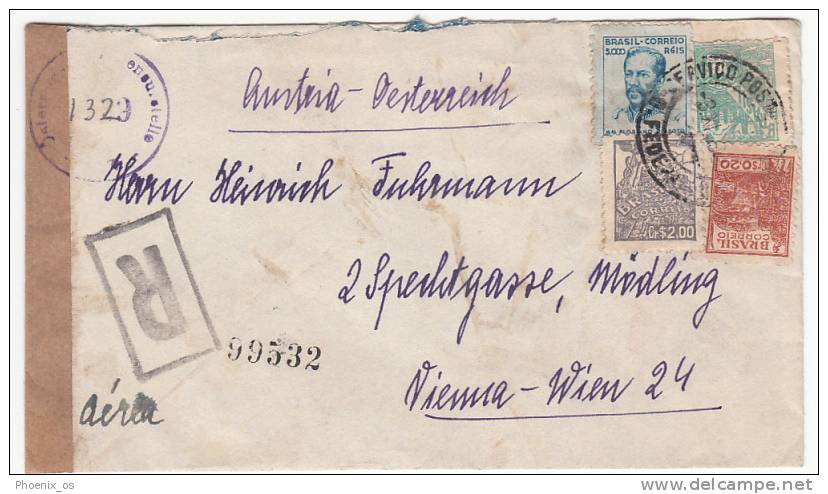 BRAZIL - Envelope, Cover, Year 1949, Austrian Censure, österreichischen Zensur, Recommended, Registered - Brieven En Documenten