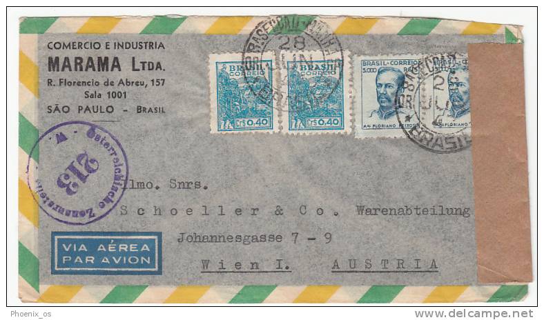 BRAZIL - Envelope, Cover, Year 194?, Austrian Censure, österreichischen Zensur, Advertising - Marama, Sao Paulo - Cartas & Documentos