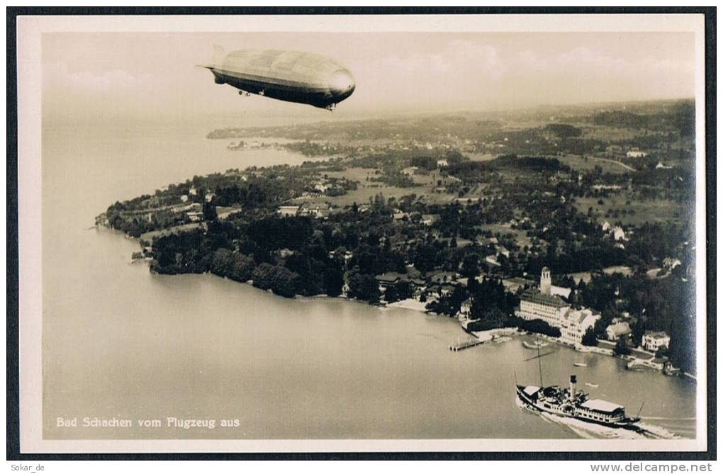AK Luftschiff Graf Zeppelin, Echtfoto, Bad Schachen (Lindau) Luftbild - Zeppeline