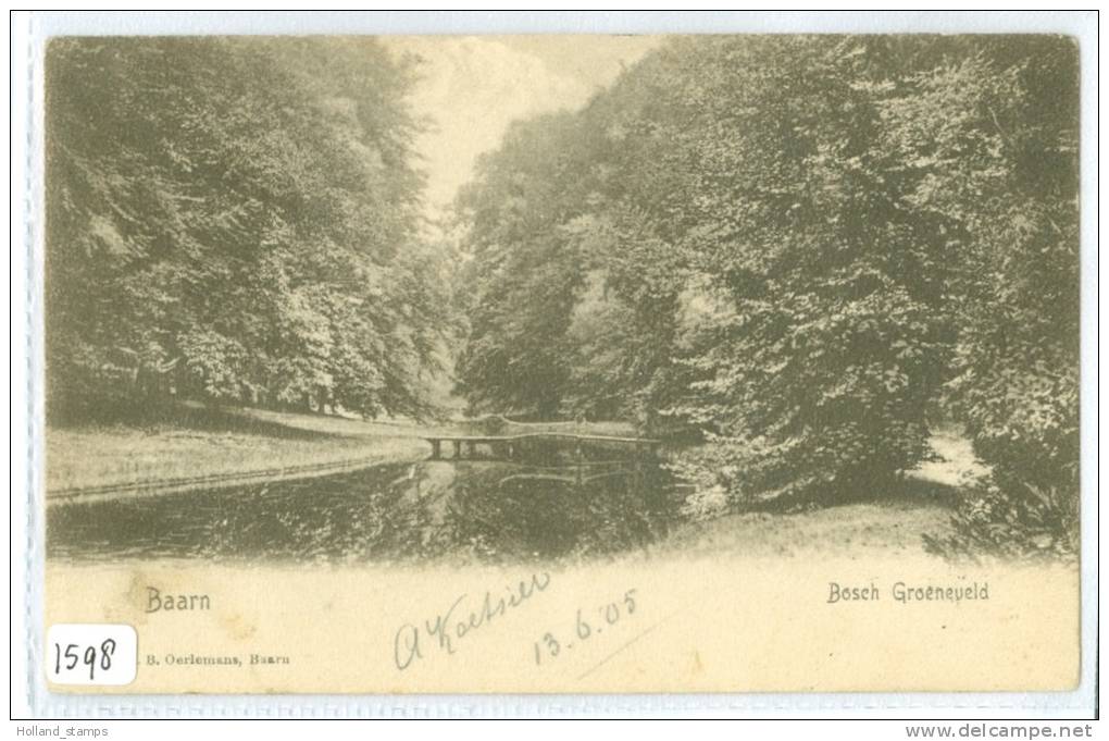 ANSICHTKAART (1598) BAARN * BOSCH GROENEVELD * CPA * GELOPEN IN 1905  NAAR ANRHEM - Baarn