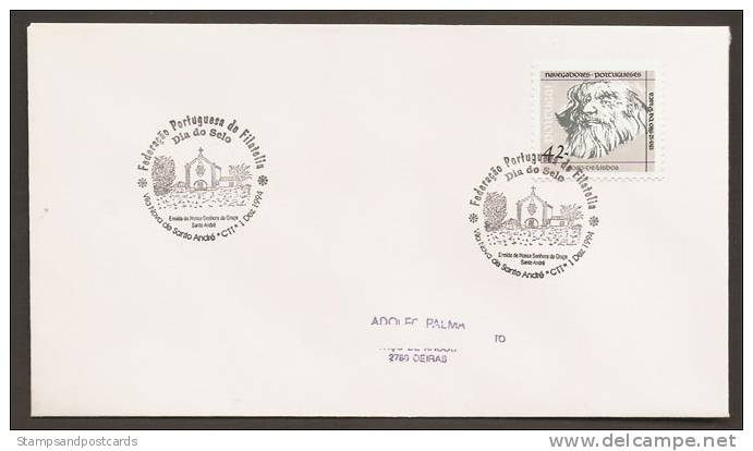 Portugal Cachet Commemoratif 1994 Expo Philatelique Vila Nova Santo André Eglise Event Postmark Church - Maschinenstempel (Werbestempel)