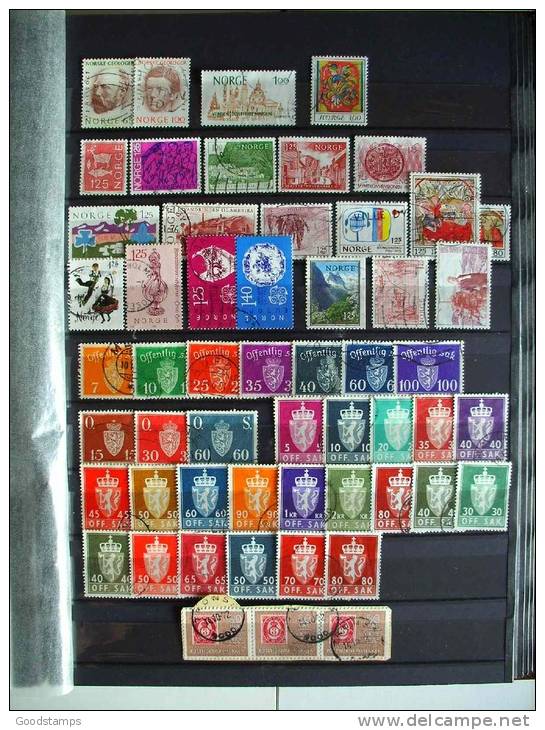 Norway Used Collection , 5XA4 Pages,over 270 Stamps From Old To Modern, No Stockbook , All Photos ! LOOK !!! - Colecciones