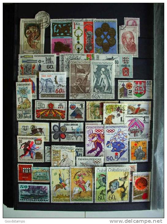 Czechoslovakia Used Collection, 4XA4 Pages, 200 Stamps From Old To Modern,no Stockbook , All Photos ! LOOK !!! - Collections, Lots & Series